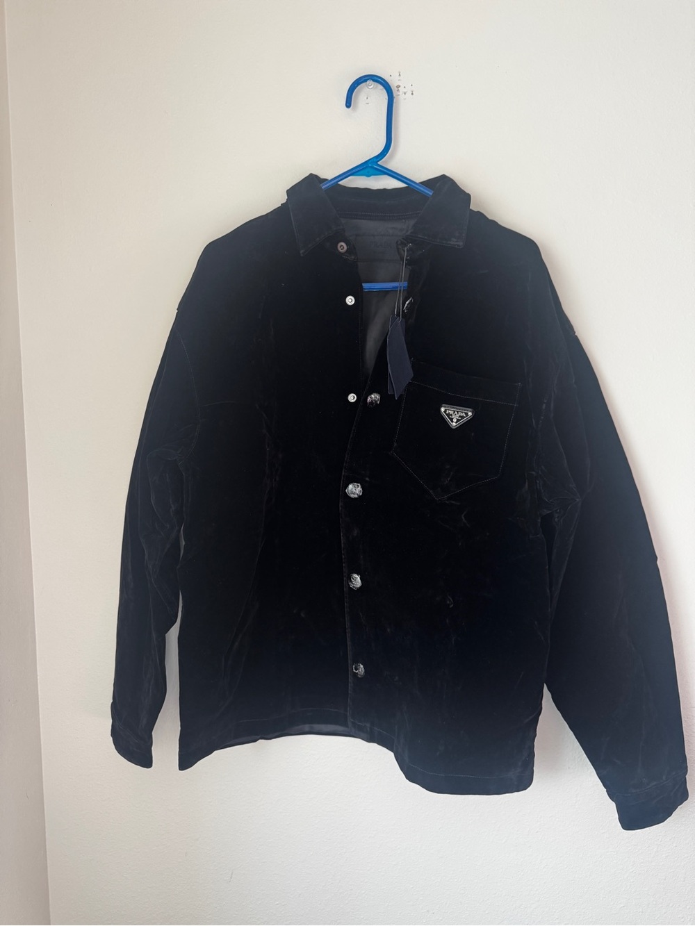 Prada Men's Black Velvet Shirt Jacket